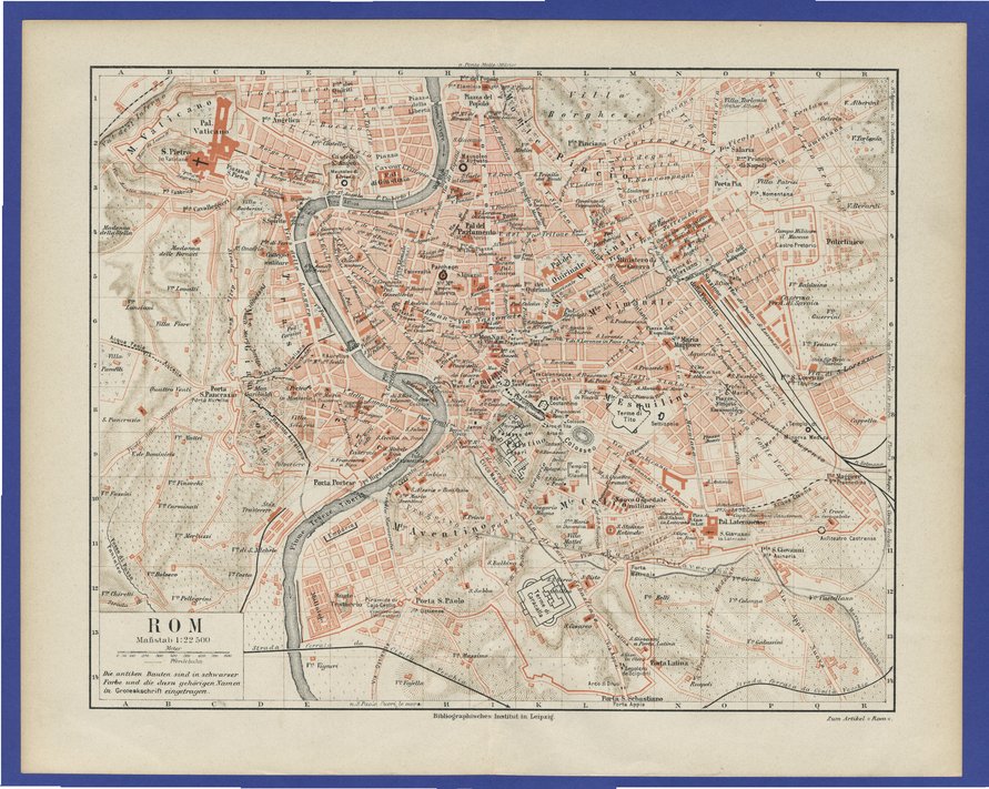 map of italy rome. old 19th century map Rome,